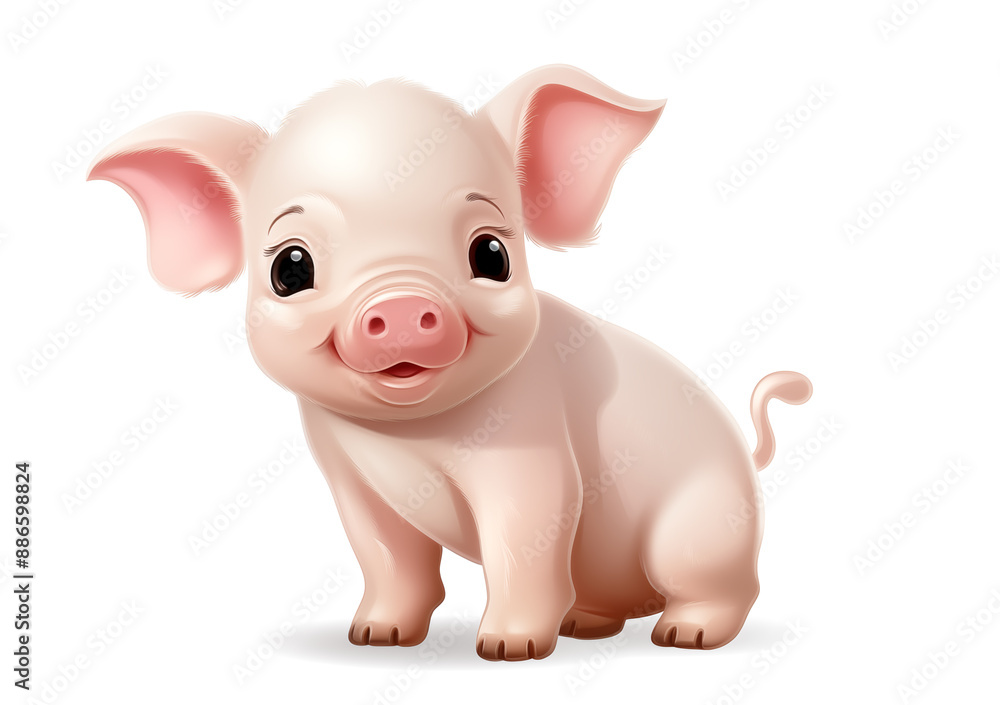 Little cartoon pig character isolated on white background Little cartoon pig character isolated on white background