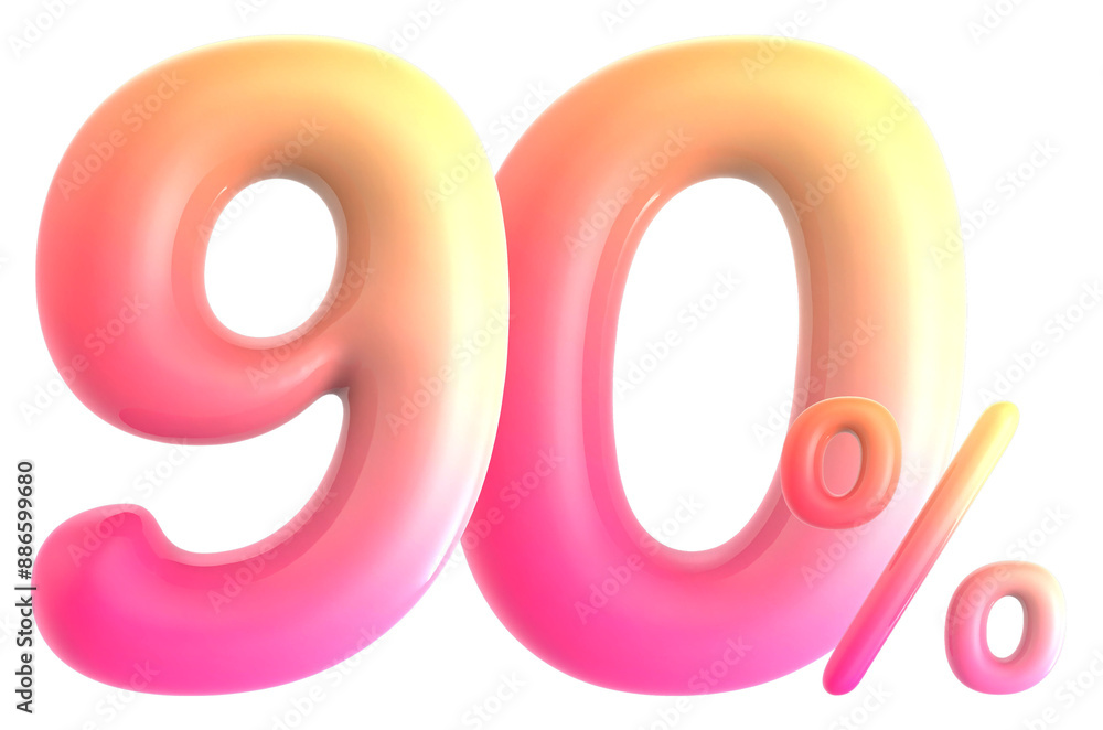 Gradient Number 90 Percent 3d rendering Gradient Number 90 Percent 3d rendering