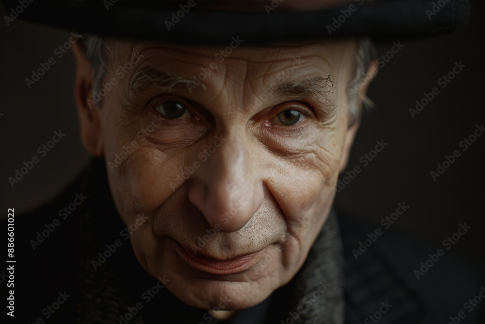 Close-up portrait of a middle aged man of European descent, studio photo, against a sleek gray studio backdrop Close-up portrait of a middle aged man of European descent, studio photo, against a sleek gray studio backdrop