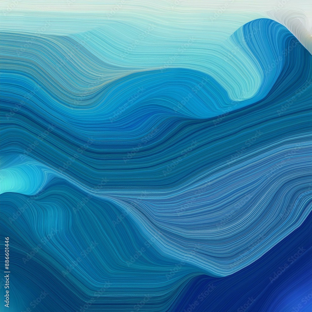 modern landscape orientation graphic with waves. abstract waves illustration with dark turquoise, teal and strong blue color