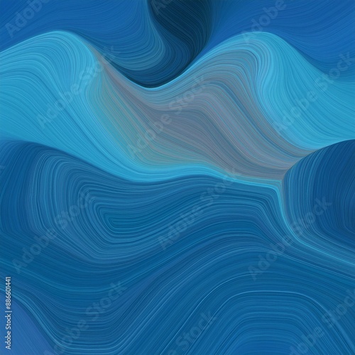 modern landscape orientation graphic with waves. abstract waves illustration with dark turquoise, teal and strong blue color