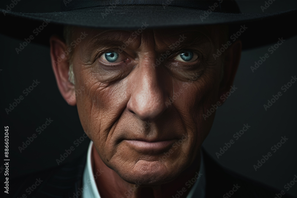 Close-up portrait of a middle aged man of European descent, studio photo, against a sleek gray studio backdrop Close-up portrait of a middle aged man of European descent, studio photo, against a sleek gray studio backdrop