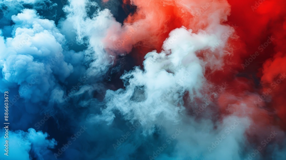 American flag colors from smoke explosion of cloudy firework at USA independence day American flag colors from smoke explosion of cloudy firework at USA independence day
