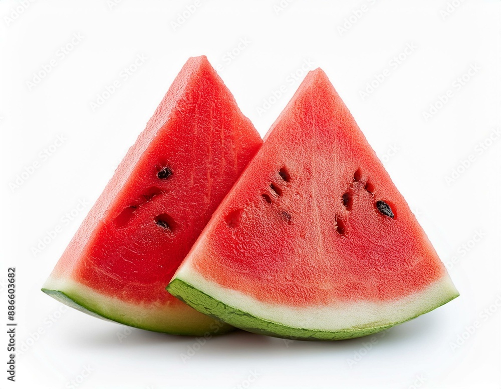 Watermelon triangle slices isolated on white background. Clipping path. Watermelon triangle slices isolated on white background. Clipping path.