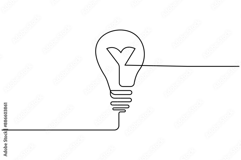 Light bulb continuous one line drawing of bulb isolated outline vector icon Light bulb continuous one line drawing of bulb isolated outline vector icon
