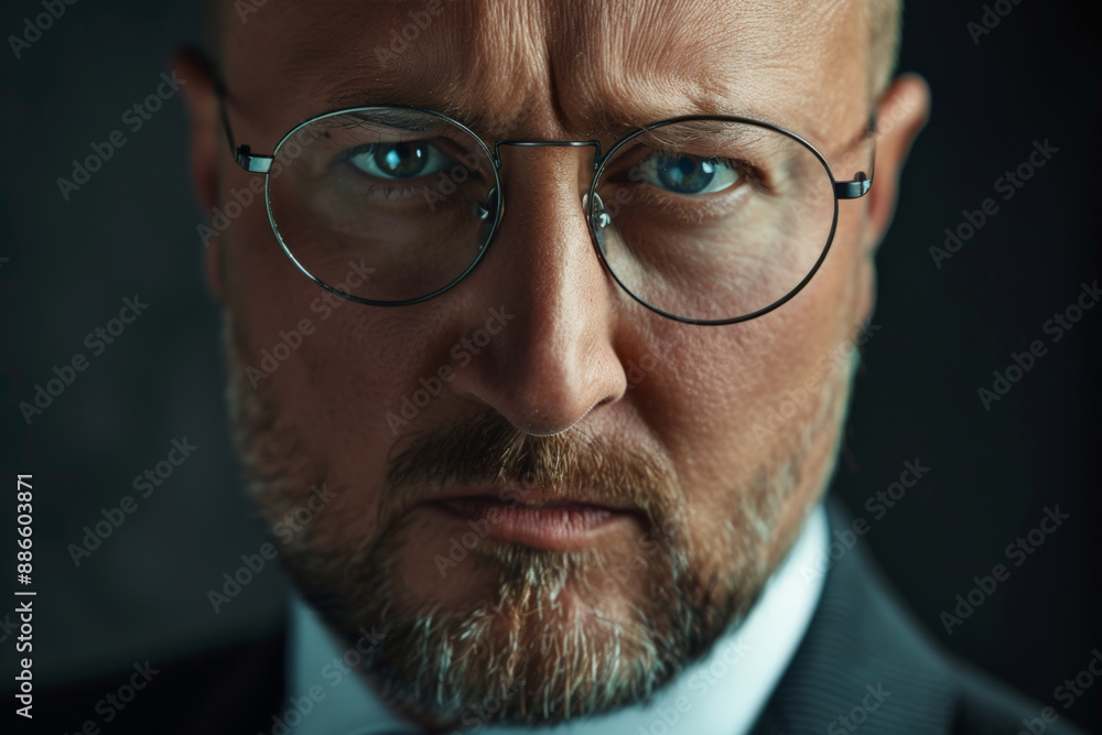 Close-up portrait of a middle aged man of European descent, studio photo, against a sleek gray studio backdrop Close-up portrait of a middle aged man of European descent, studio photo, against a sleek gray studio backdrop