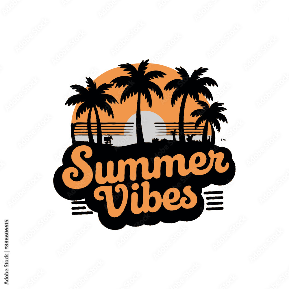 Naklejka premium Summer Vibes Typography Design and Free Vector