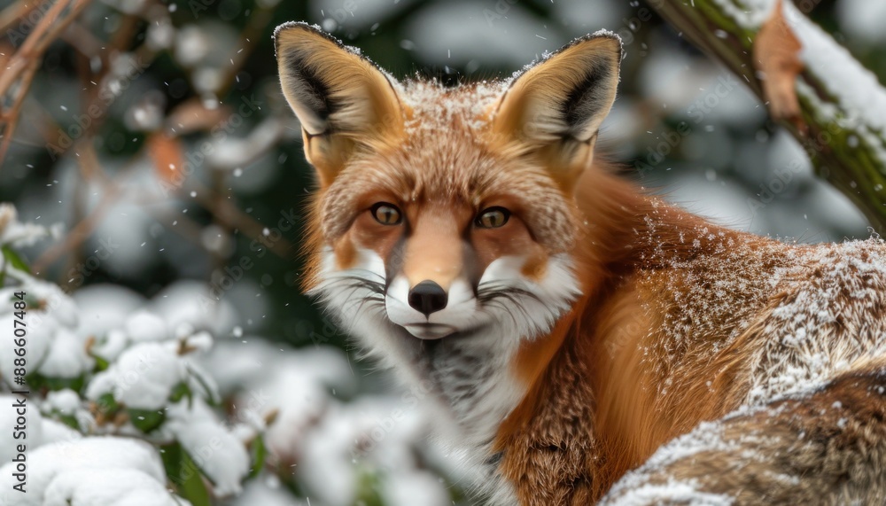 Obraz premium Red Fox in Winter Wonderland.