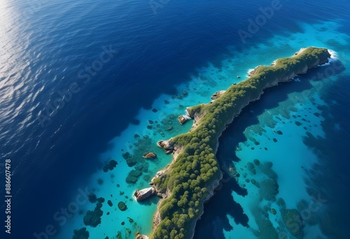 Beautiful beach scenery, high angle view of the sea