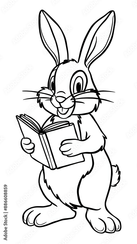 Fototapeta premium rabbit and book coloring
