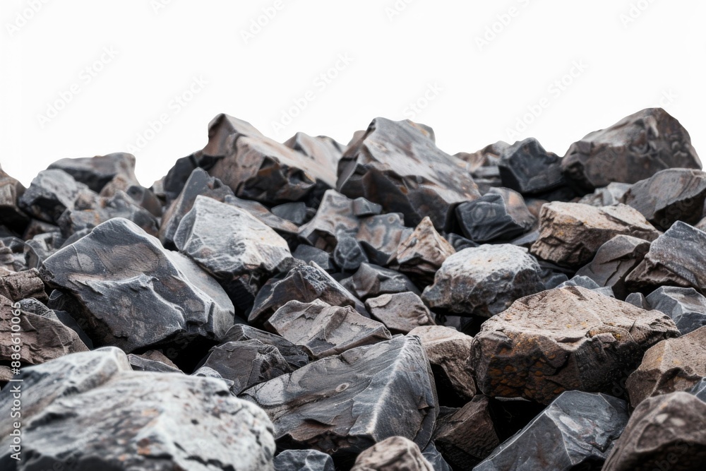 Pile of rocks white background