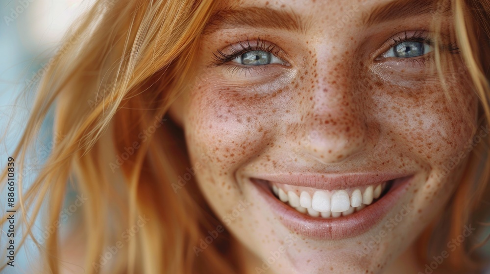 A close-up portrait of a woman with freckles on her face A close-up portrait of a woman with freckles on her face