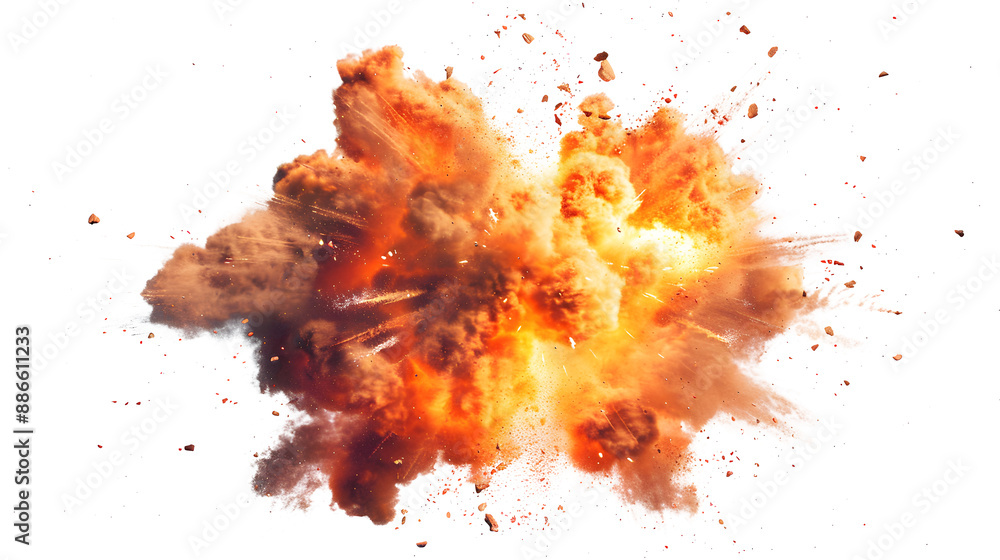 explosive effect, top view, white background explosive effect, top view, white background