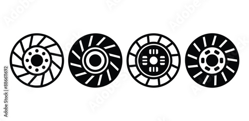 car clutch disc icon vector design black white color simple flat modern illustration collection set