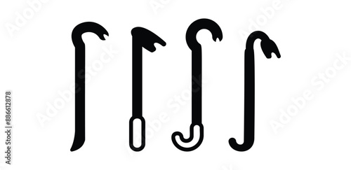 crowbar tool icon vector design symbol sign vector design black white color simple illustration collection set