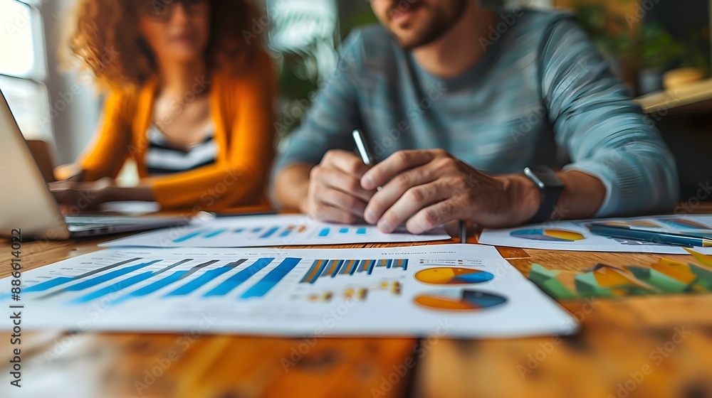 Fototapeta premium Couple Consulting Financial Advisor to Plan for Their Financial Future with Charts and Graphs