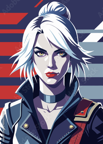 Ciri con ropa punk en cómics retro de estilo moderno del mundo