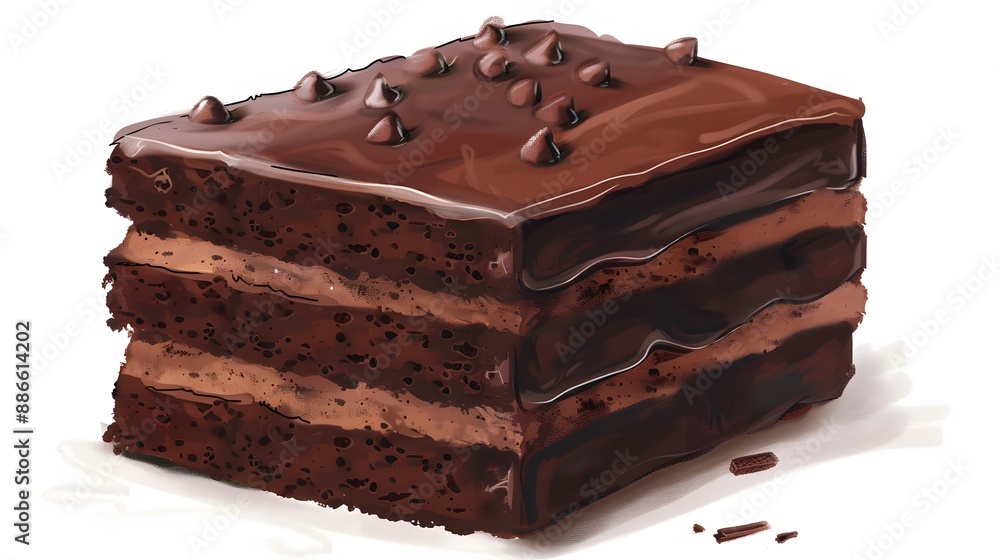 Tasty chocolate cake isolated on white. Tasty chocolate cake isolated on white.