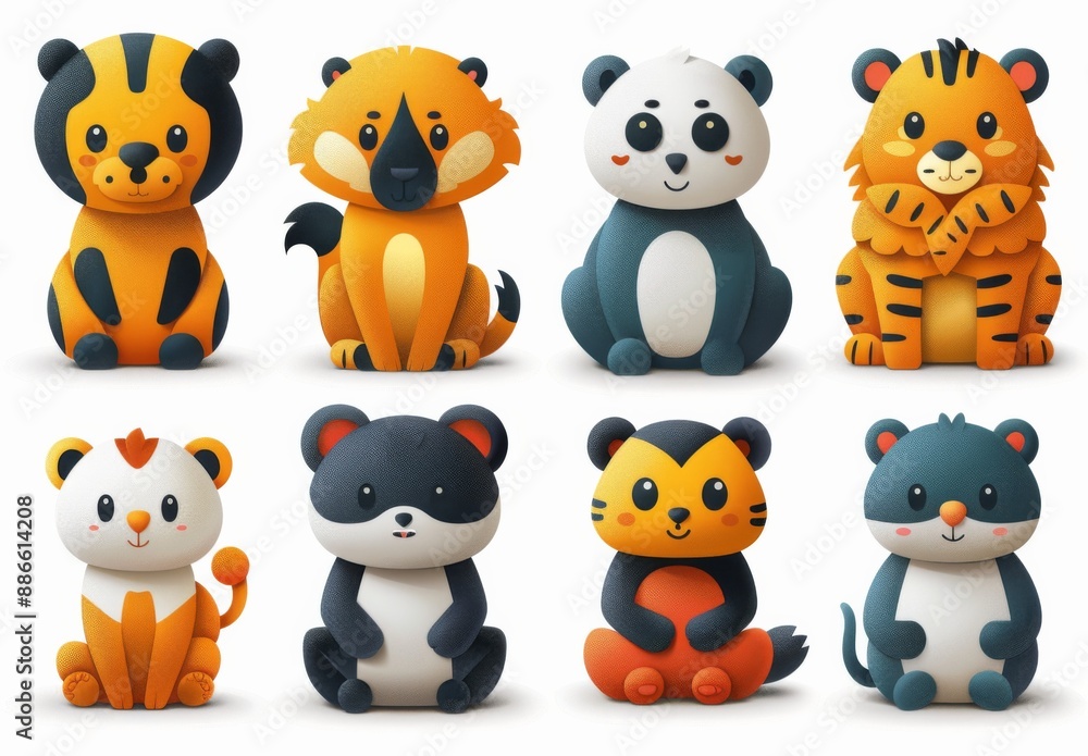 Fototapeta premium かわいい幾何学的な動物セット