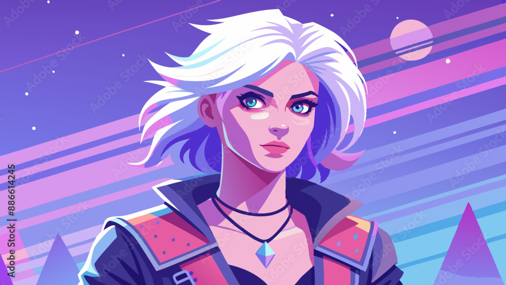 Ciri con ropa punk en cómics retro de estilo moderno del mundo Ciri con ropa punk en cómics retro de estilo moderno del mundo