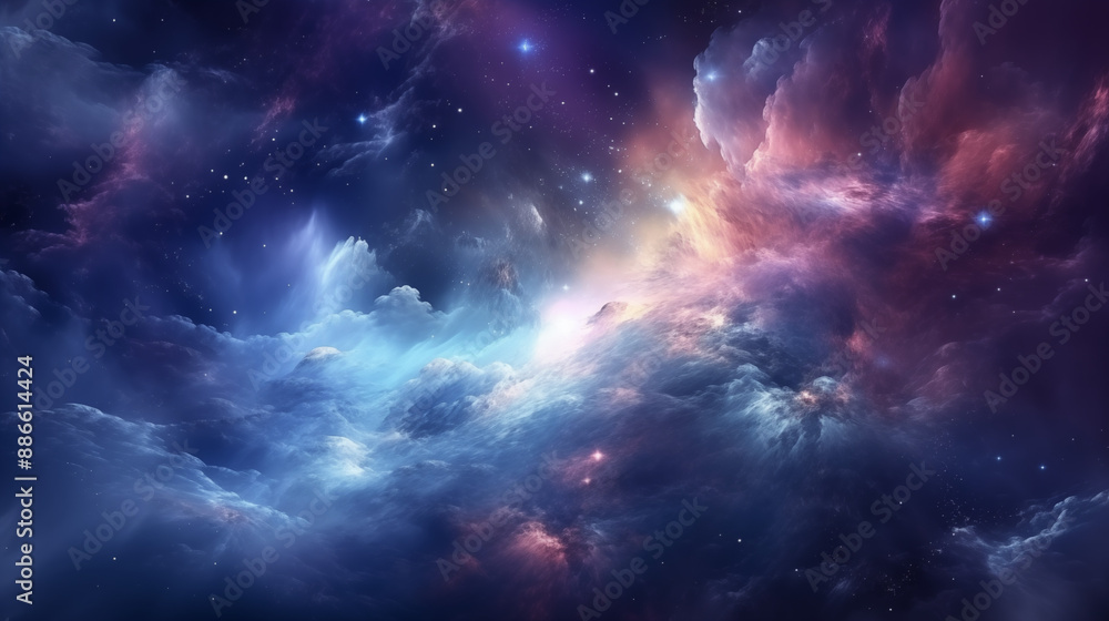 Fototapeta premium Colorful space galaxy cloud nebula. Stary night cosmos. Universe science astronomy. Supernova background wallpaper