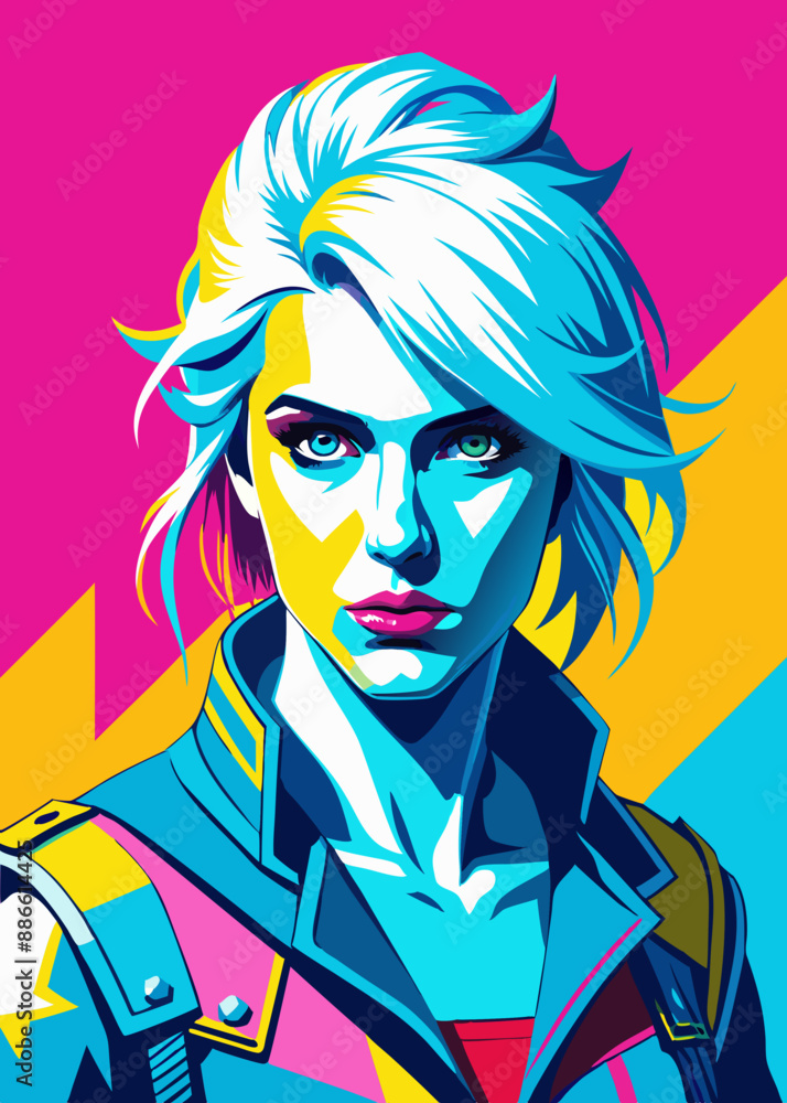 Ciri con ropa punk en cómics retro de estilo moderno del mundo Ciri con ropa punk en cómics retro de estilo moderno del mundo