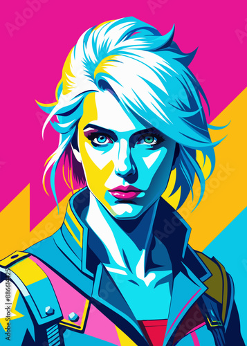 Ciri con ropa punk en cómics retro de estilo moderno del mundo
