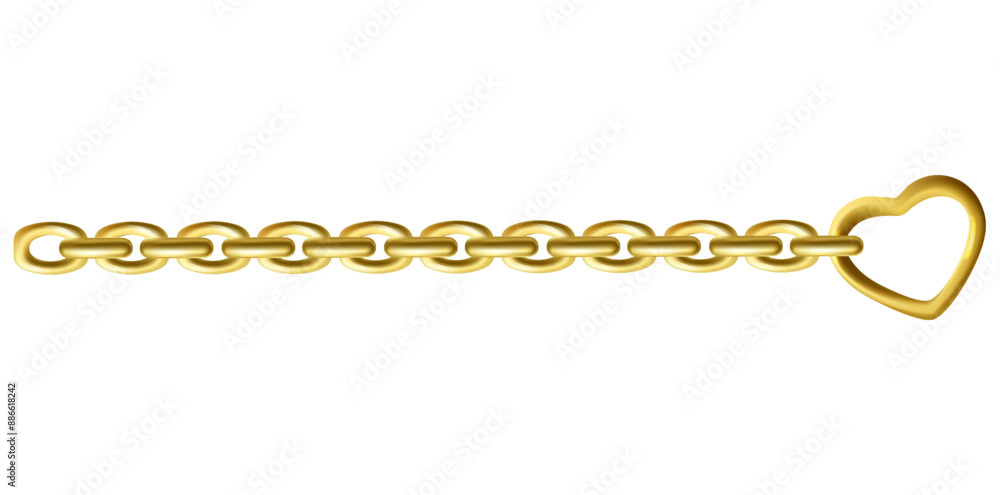 Stunning Gold Chain Isolated On White Background, Realistic Horizontal Jewelry Vector Illustration. Stunning Gold Chain Isolated On White Background, Realistic Horizontal Jewelry Vector Illustration.