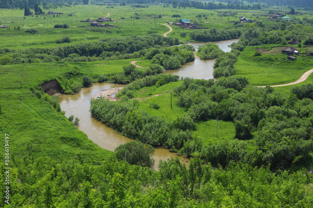 Top view on Suenga village in the Maslyaninsky District of the Novosibirsk Region Top view on Suenga village in the Maslyaninsky District of the Novosibirsk Region