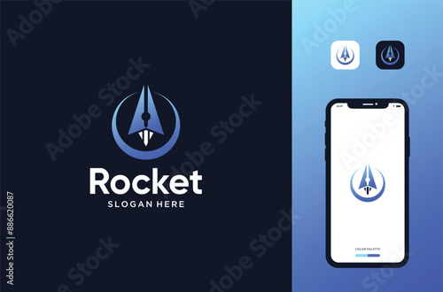 rocket launch logo mark premium vector