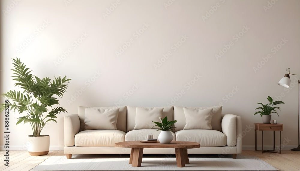 Mockup poster frame on the wall of the living room. Luxurious apartment background with contemporary design. Modern interior design. 3D render Mockup poster frame on the wall of the living room. Luxurious apartment background with contemporary design. Modern interior design. 3D render