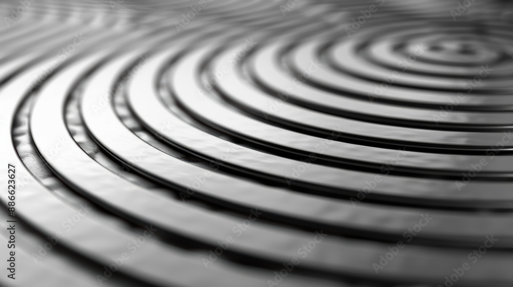 Abstract close-up of concentric circles on a textured black surface, showcasing a modern design and artistic pattern with soft lighting and reflections. Abstract close-up of concentric circles on a textured black surface, showcasing a modern design and artistic pattern with soft lighting and reflections.