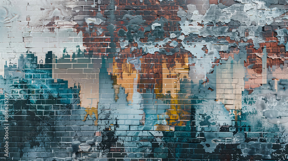 Digital Glitch Effect on Brick Wall Transforming Texture into Cityscape Digital Glitch Effect on Brick Wall Transforming Texture into Cityscape