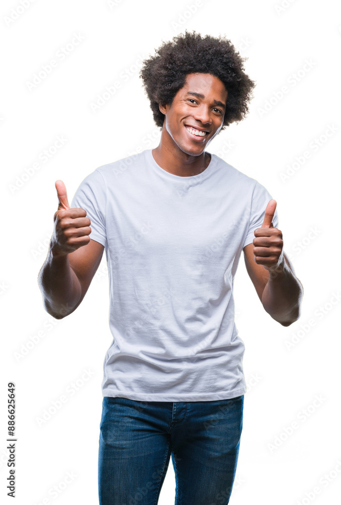 Afro american man over isolated background success sign doing positive gesture with hand, thumbs up smiling and happy. Looking at the camera with cheerful expression, winner gesture. Afro american man over isolated background success sign doing positive gesture with hand, thumbs up smiling and happy. Looking at the camera with cheerful expression, winner gesture.