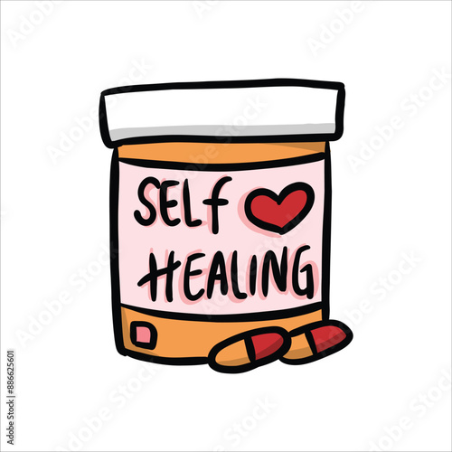 cute doodle medicine self love illustration