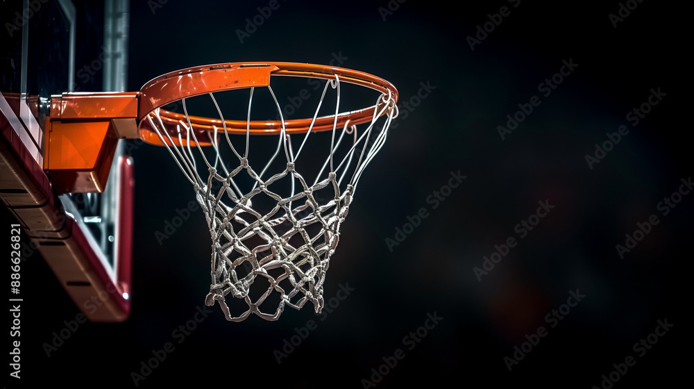 Realistic Depiction of a Basketball Hoop with the Net Swaying to the Right Realistic Depiction of a Basketball Hoop with the Net Swaying to the Right