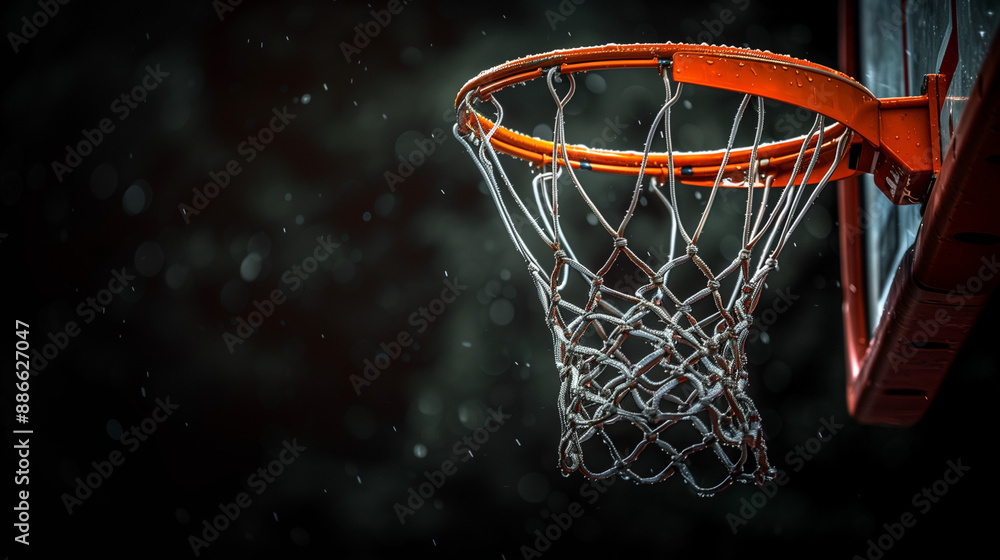 Realistic Depiction of a Basketball Hoop with the Net Swaying to the Right Realistic Depiction of a Basketball Hoop with the Net Swaying to the Right