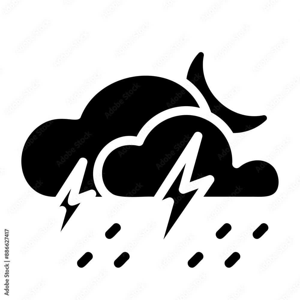 Night with Rain and Lightning Weather Fill Icon - Minimal, Clean and Elegant interface icon, Suitable for Web, UI and Mobile Application Night with Rain and Lightning Weather Fill Icon - Minimal, Clean and Elegant interface icon, Suitable for Web, UI and Mobile Application