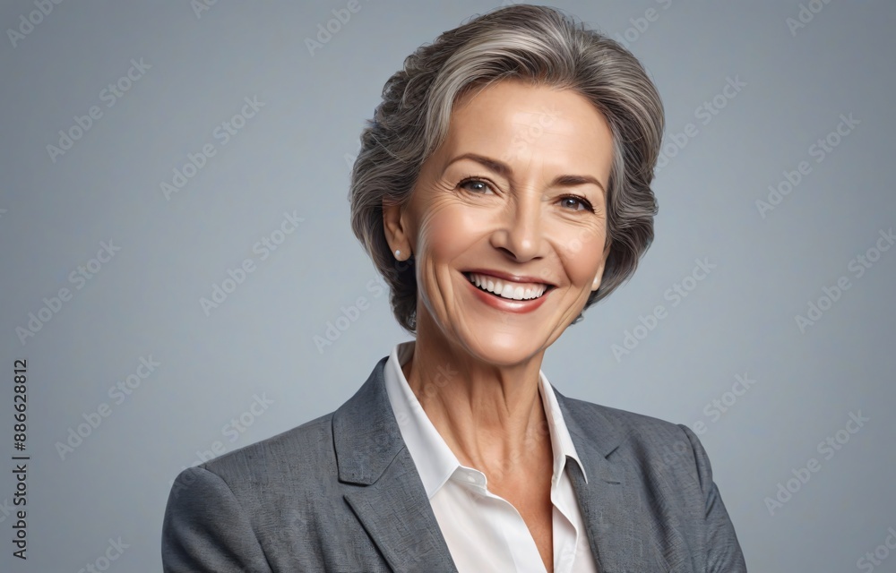Portrait of happy middle aged confident businesswomen in 50s, smiling, looking at camera Portrait of happy middle aged confident businesswomen in 50s, smiling, looking at camera