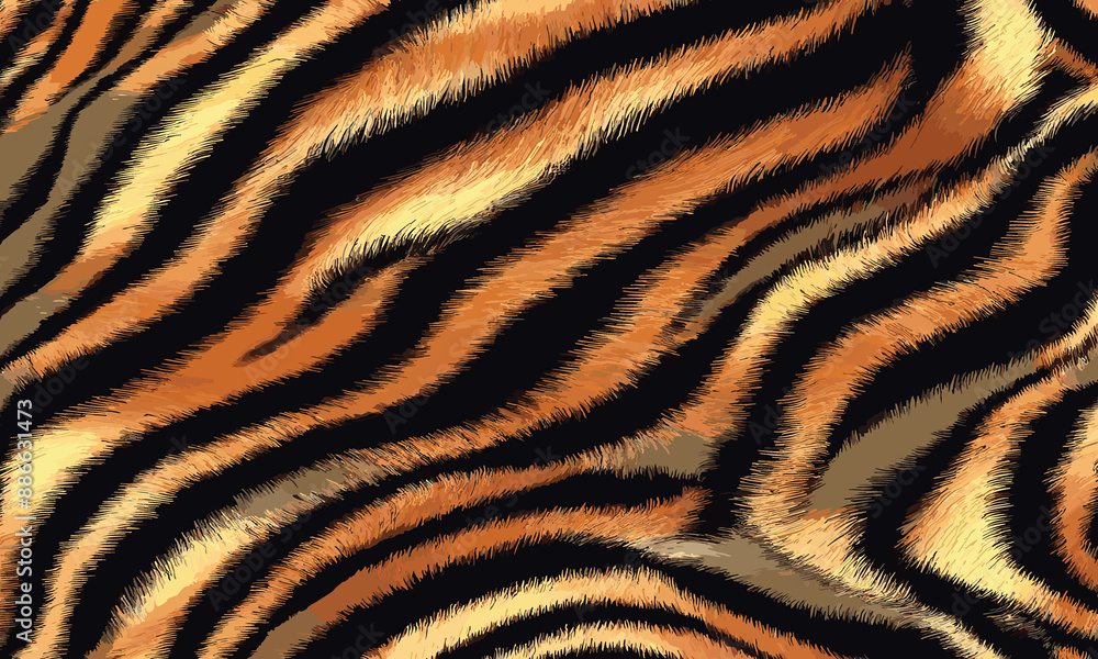 Detailed Tiger Skin Pattern Vector Illustration With Wild Texture. Animal Striped Skin Fur Pattern Texture Background Detailed Tiger Skin Pattern Vector Illustration With Wild Texture. Animal Striped Skin Fur Pattern Texture Background