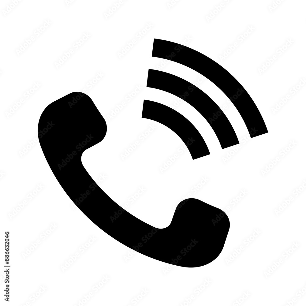 Illustration showing a black phone icon on a white background Illustration showing a black phone icon on a white background