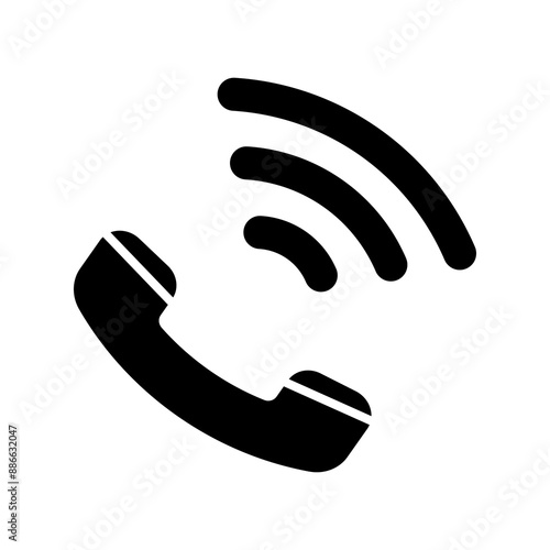 Illustration showing a black phone icon on a white background