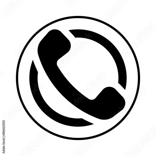 Illustration showing a black phone icon on a white background