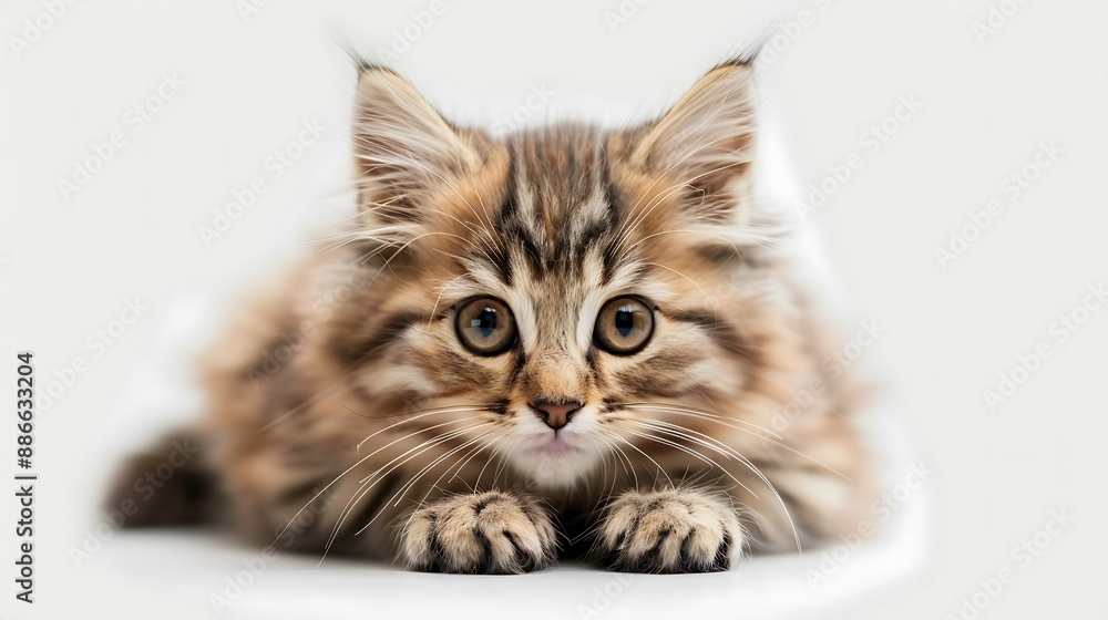 This is a close-up image of a kitten with striking blue eyes and a striped fur pattern. This is a close-up image of a kitten with striking blue eyes and a striped fur pattern.