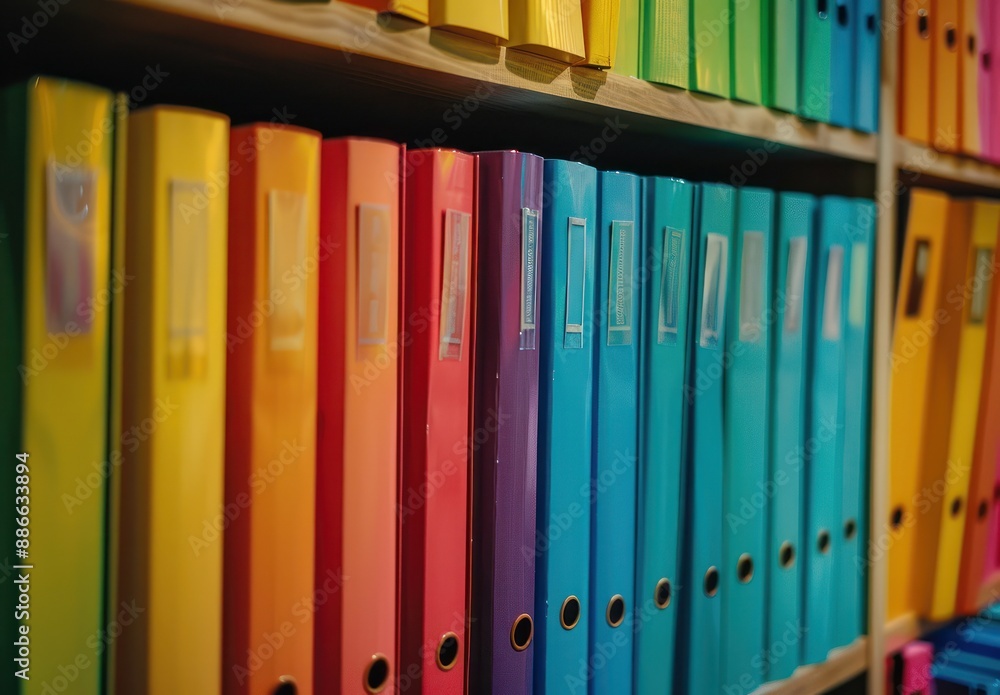 Fototapeta premium colorful folders on shelf