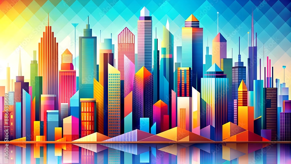 A captivating abstract artwork that captures the geometric forms and patterns of urban landscapes, creating a visual symphony of city life. Generative AI image A captivating abstract artwork that captures the geometric forms and patterns of urban landscapes, creating a visual symphony of city life. Generative AI image