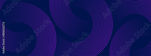 Abstract geometric line on dark background. Modern purple circle lines pattern. Suit for cover, poster, banner, brochure, header