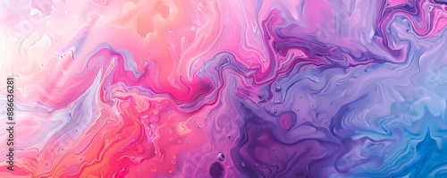 Abstract fluid art background featuring vibrant pinks, purples, and blues, blending together to create a dreamy, ethereal scene with swirling patterns.