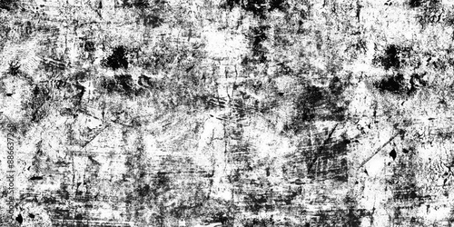 Abstract Dark black stone wall grunge aged rough texture background. Dark cement wall in retro concept. Wall full of scratches. Grungy cement texture for background, Scary dark wall. Black wall.