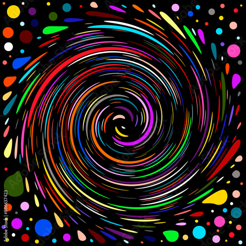 Multicolored spiral on black background created in photoshop